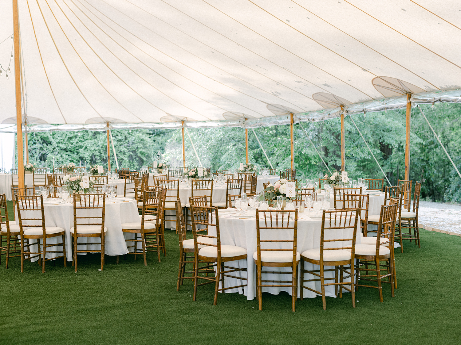 Skyline Events and Socials Wedding Reception outside under a white tent